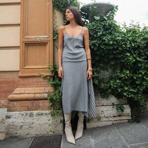 ZARA WOMEN GRAY WITH MELANGE EFFECT PLEATED WEDGE SKIRT SIZE S NWOT